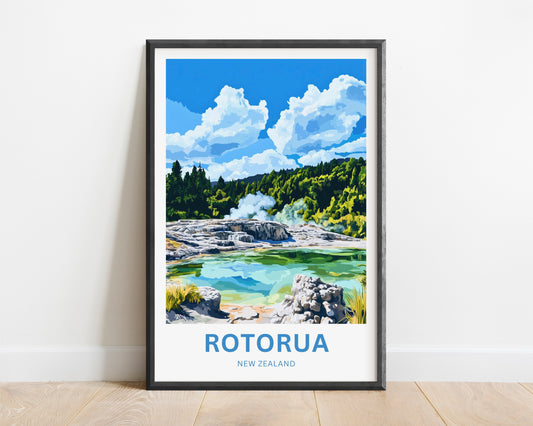 Rotorua Travel Poster - New Zealand