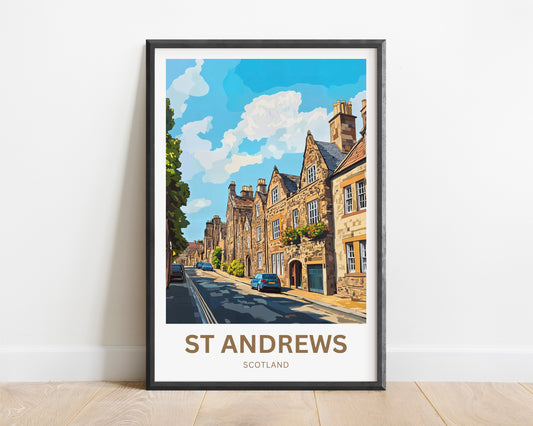 St. Andrews Travel Poster - Captivating Historic Street
