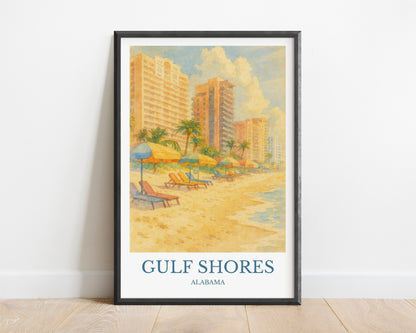 Gulf Shores, Watercolor design poster, Alabama Print, Gulf Shores Wall Art
