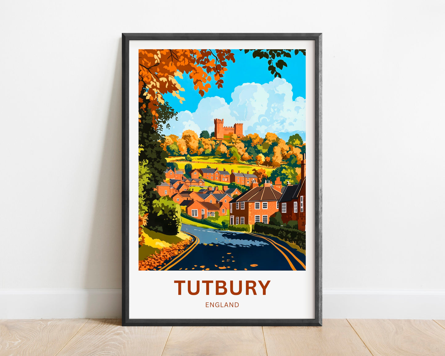 Tutbury Travel Poster - England Castle & Countryside Charm