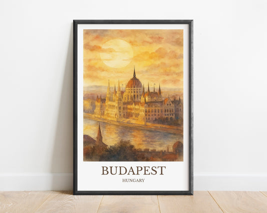 Budapest, Watercolor design poster, Hungary Print, Budapest Wall Art