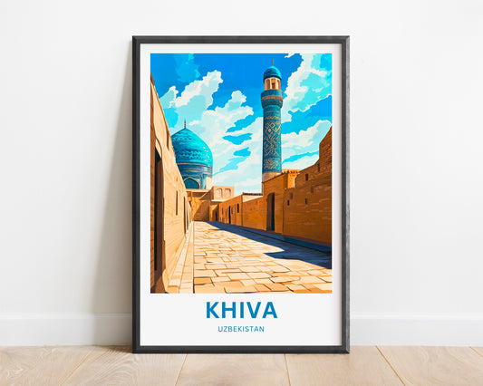 Khiva Travel Poster -  A City of Blue and Brick