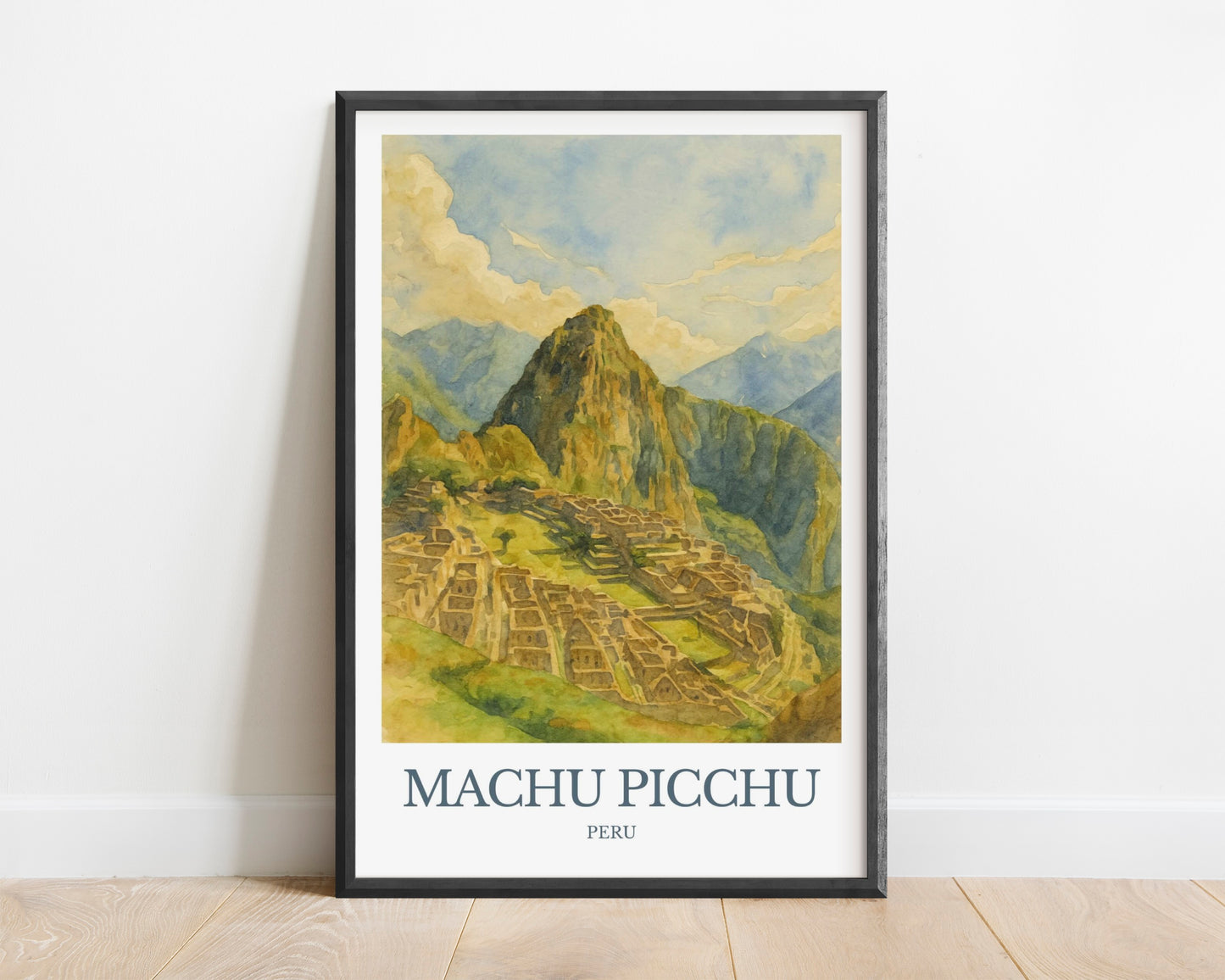Machu Picchu, Watercolor design poster, Peru Print, Machu Picchu Wall Art