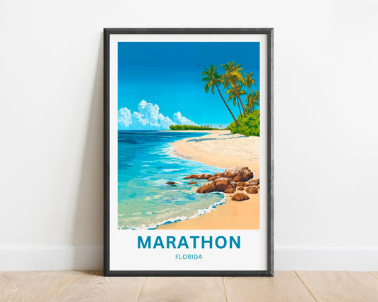 Marathon Travel Poster -  Stunning Crystal Clear Beach Florida