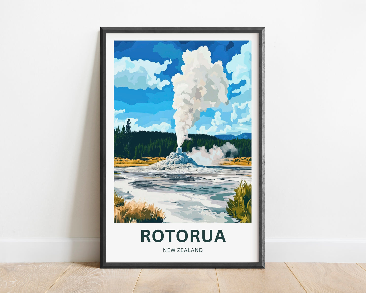 Rotorua Travel Poster - Land of Steam and Spirit