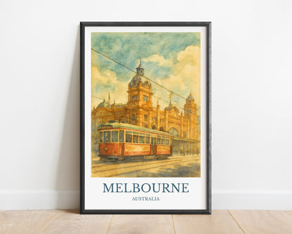 Melbourne, Watercolor design poster, Australia Print, Melbourne Wall Art