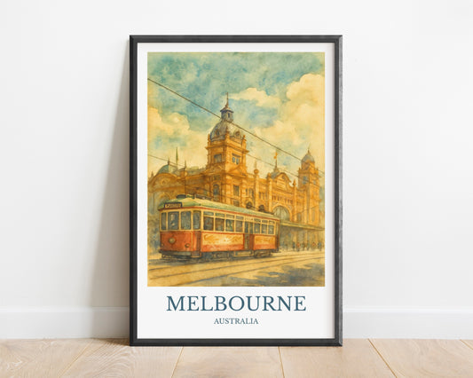 Melbourne, Watercolor design poster, Australia Print, Melbourne Wall Art