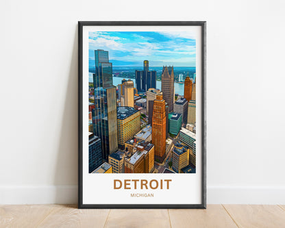 Detroit Travel Poster - City View