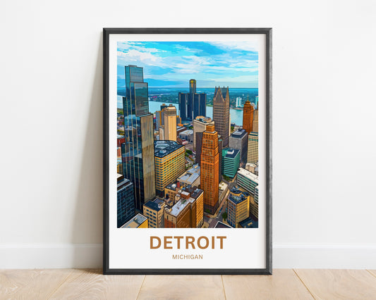 Detroit Travel Poster - City View