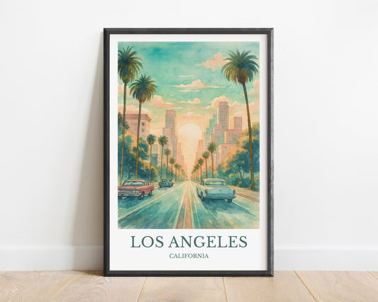 Los Angeles, Watercolor design poster, California Print, Los Angeles Wall Art