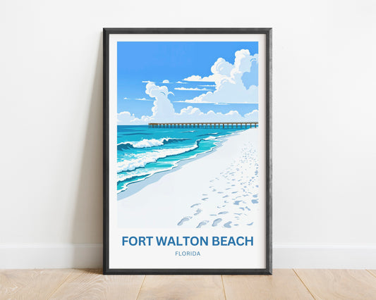 Fort Walton Beach Travel Poster - Turquoise Waters, Endless Smiles