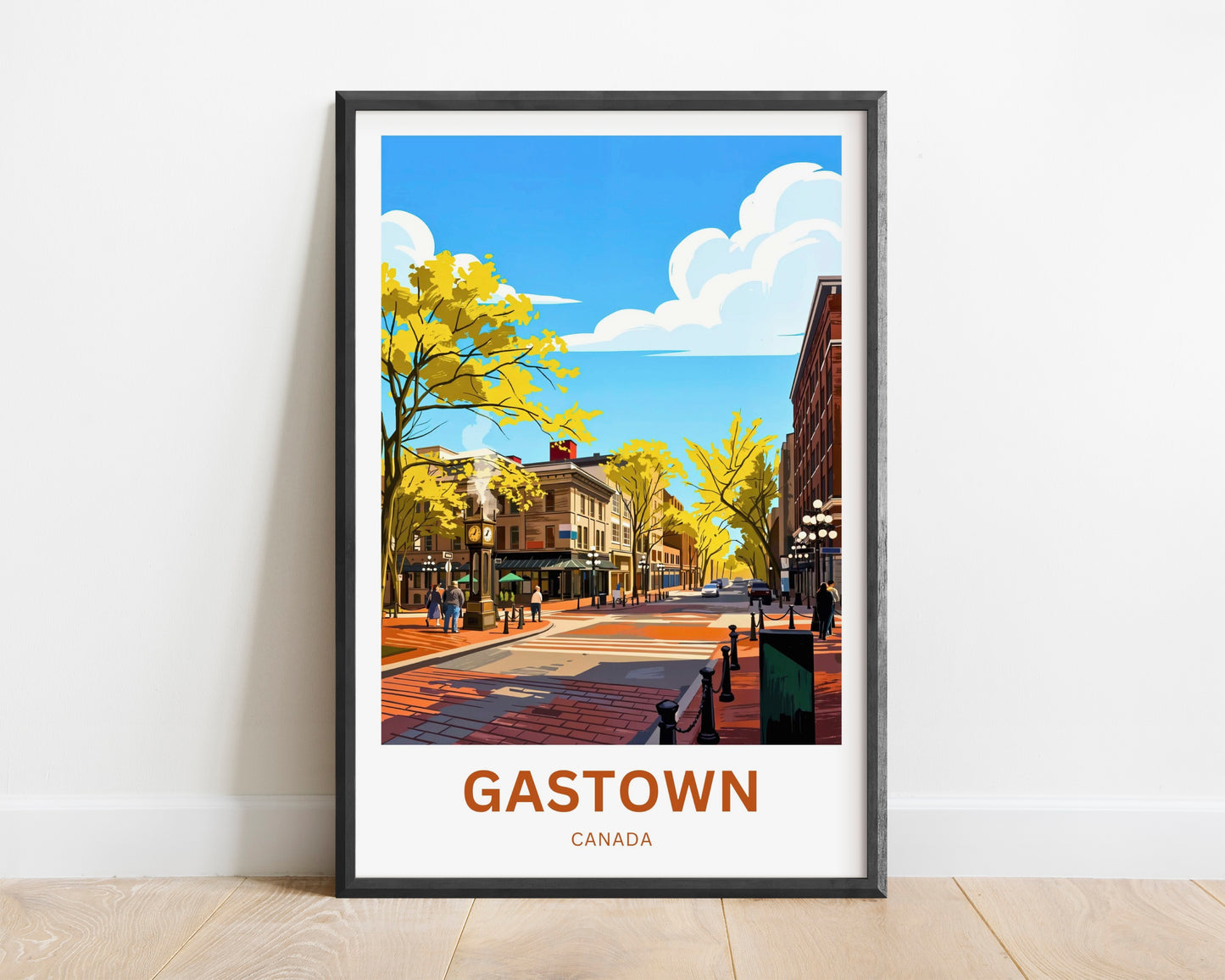 Gastown Travel Poster - Steam Clock Stroll