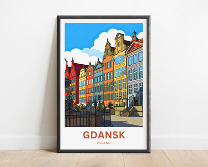 Gdańsk  Travel Poster - Captivating Townhouses View