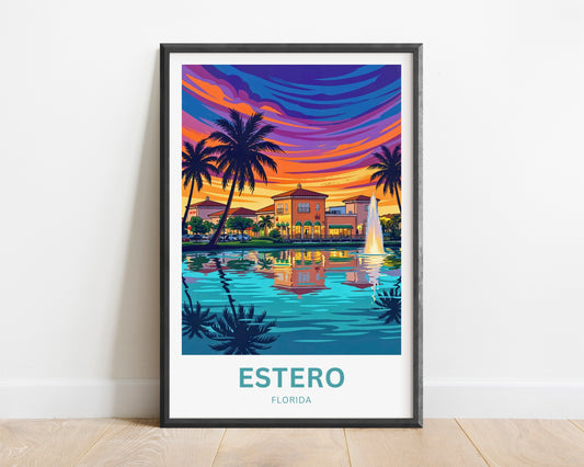 Estero Travel Poster - Relaxing Fountain View
