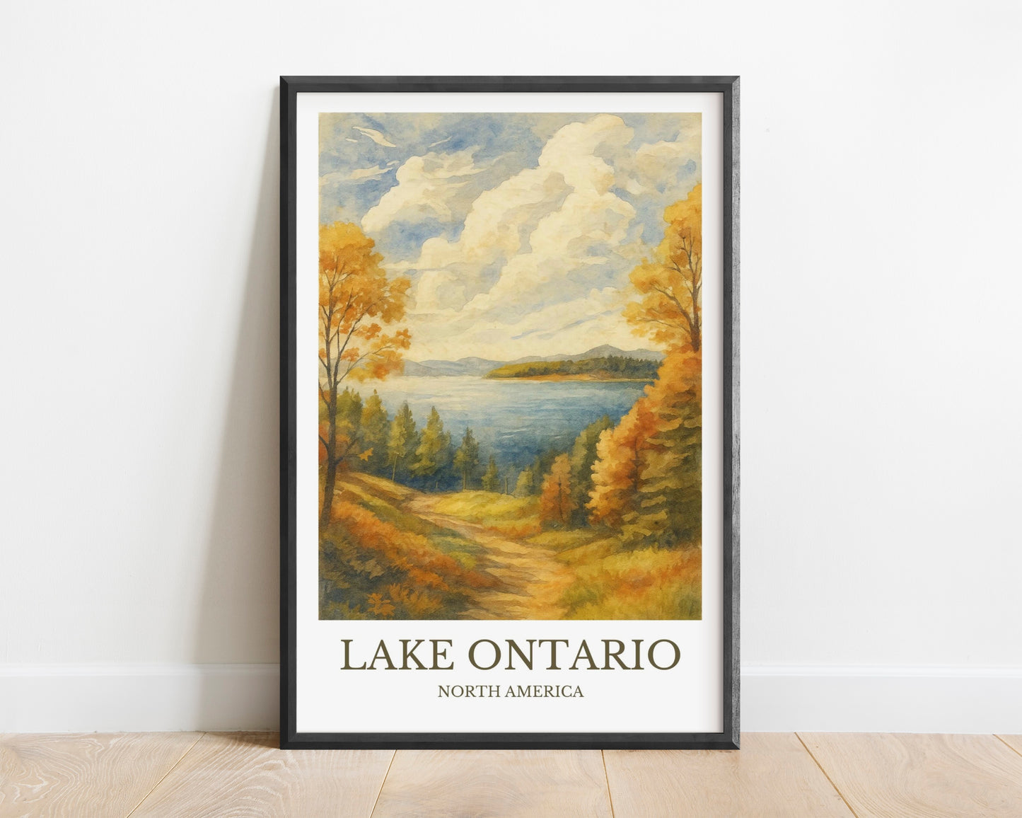 Lake Ontario, Watercolor design poster, North America Print, Lake Ontario Wall Art