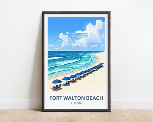 Fort Walton Beach Travel Poster - Ocean Views & Good Vibes Vacay