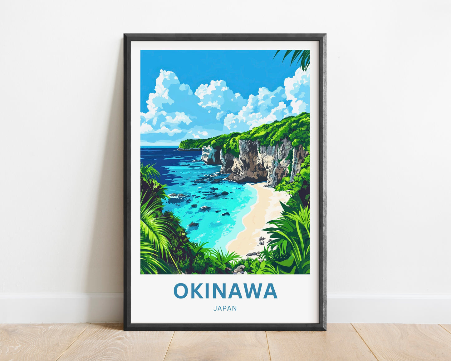Okinawa Beach Travel Poster  - Japan Stunning Cliff