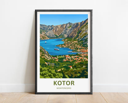 Kotor Travel Poster -   Montenegro Aerial View