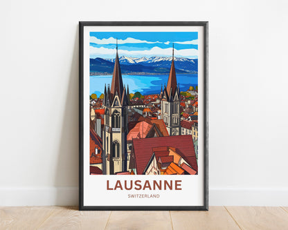 Lausanne Travel Poster- Heart of the Riviera Vaudoise