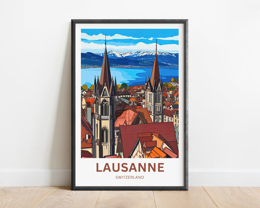 Lausanne Travel Poster- Heart of the Riviera Vaudoise