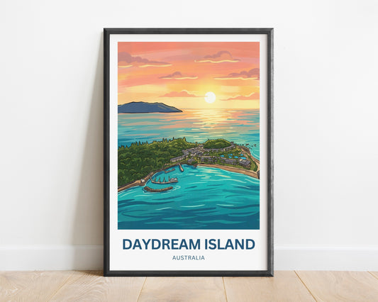 Daydream Island Travel Poster - Mesmerizing Sunset View