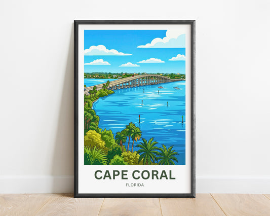 Cape Coral, Florida Travel Poster - Beautiful Bridge