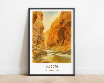 Zion, Watercolor design poster, National Park Print, Zion Wall Art