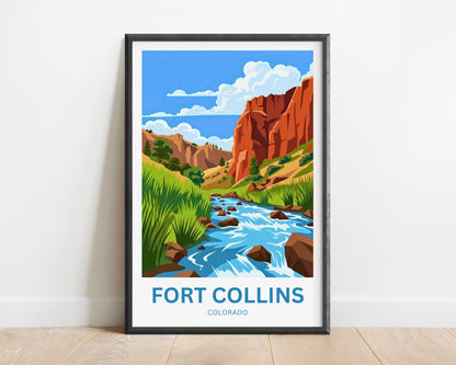 Fort Collins, Colorado Travel Poster - River