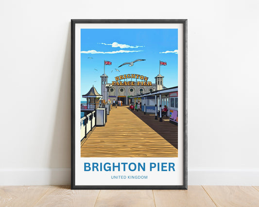 Brighton Pier Travel Poster - Coastal Fun Experience