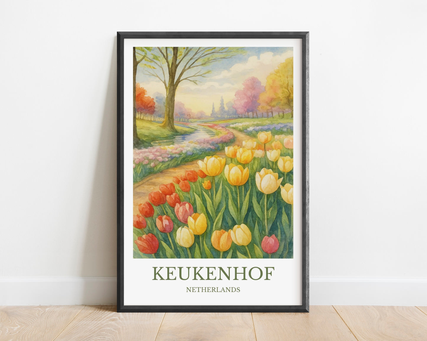 Keukenhof, Watercolor design poster, Netherlands Print, Keukenhof Wall Art