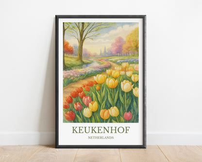 Keukenhof, Watercolor design poster, Netherlands Print, Keukenhof Wall Art