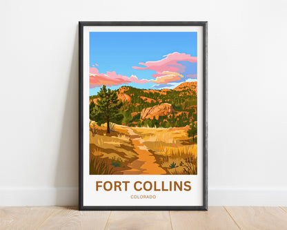 Fort Collins Travel Poster - Colorado Mountain Trail