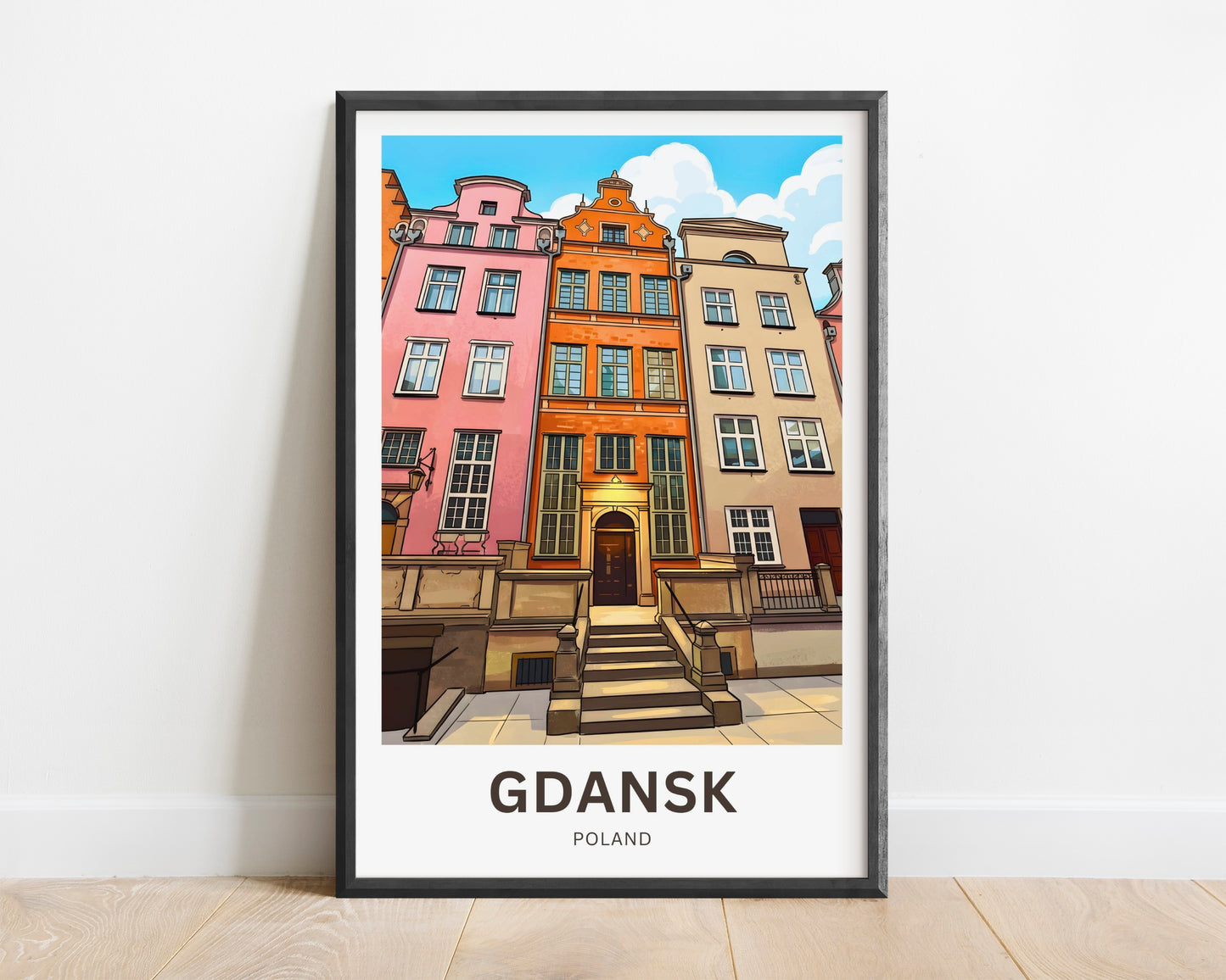 Gdańsk  Travel Poster -Northern Street Colors