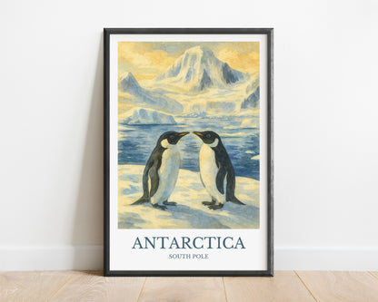 Antarctica, Watercolor design poster, South Pole Print, Antarctica Wall Art