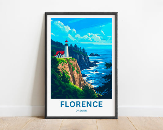 Florence Travel Poster - Heceta Head Lighthouse