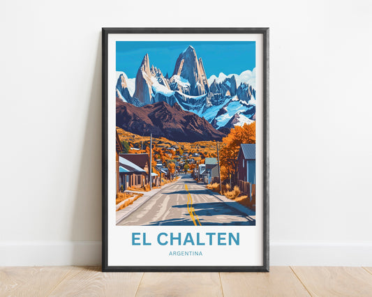 El Chalten Travel Poster - Street Mountain View