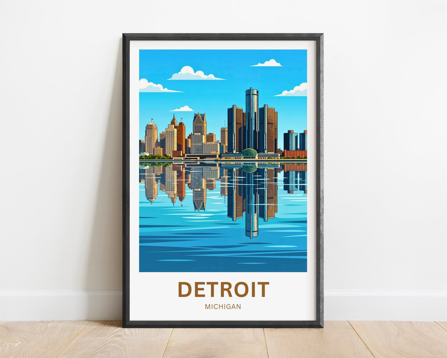 Detroit Travel Poster - Beautiful Skyline View