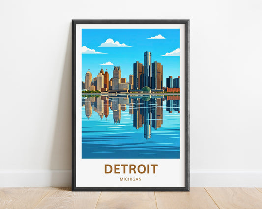 Detroit Travel Poster - Beautiful Skyline View