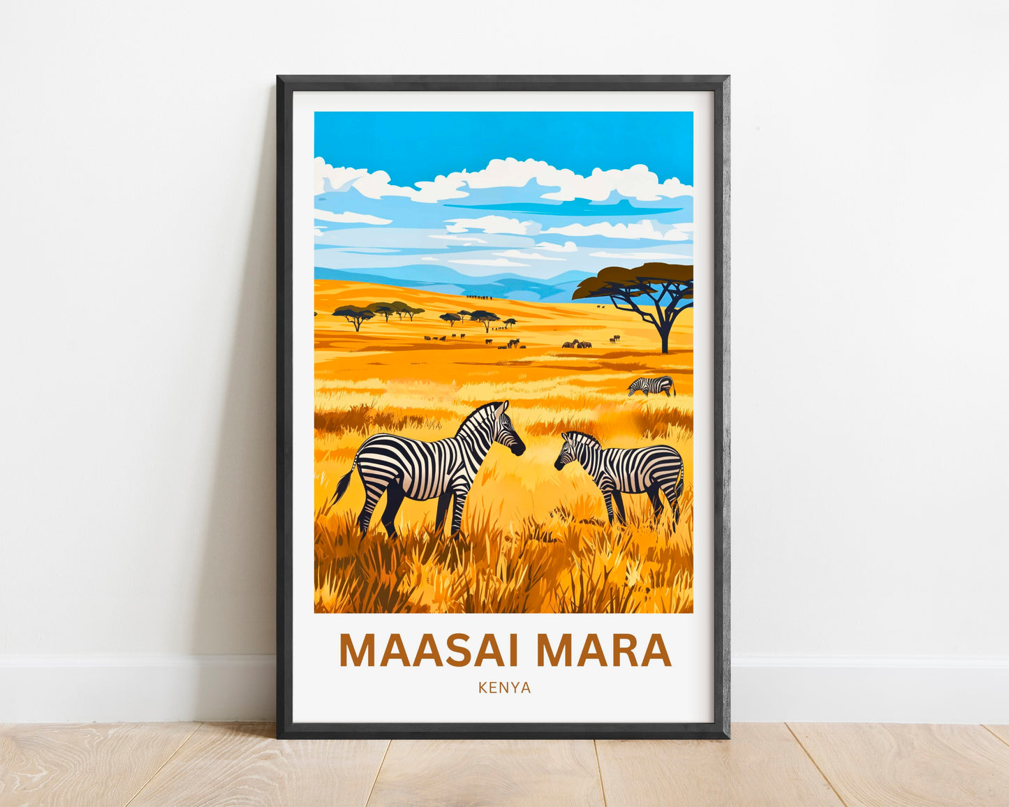 Maasai Mara Travel Poster - Captivating Wildlife in Kenya