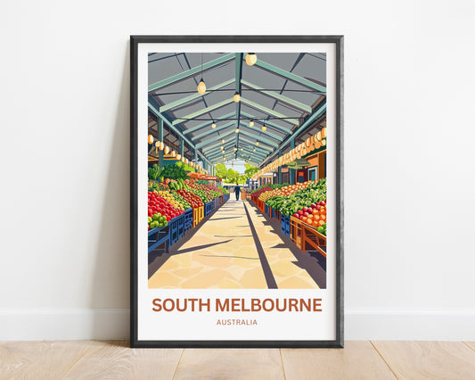 South Melbourne Market Travel Poster  - Where Community Meets Flavor
