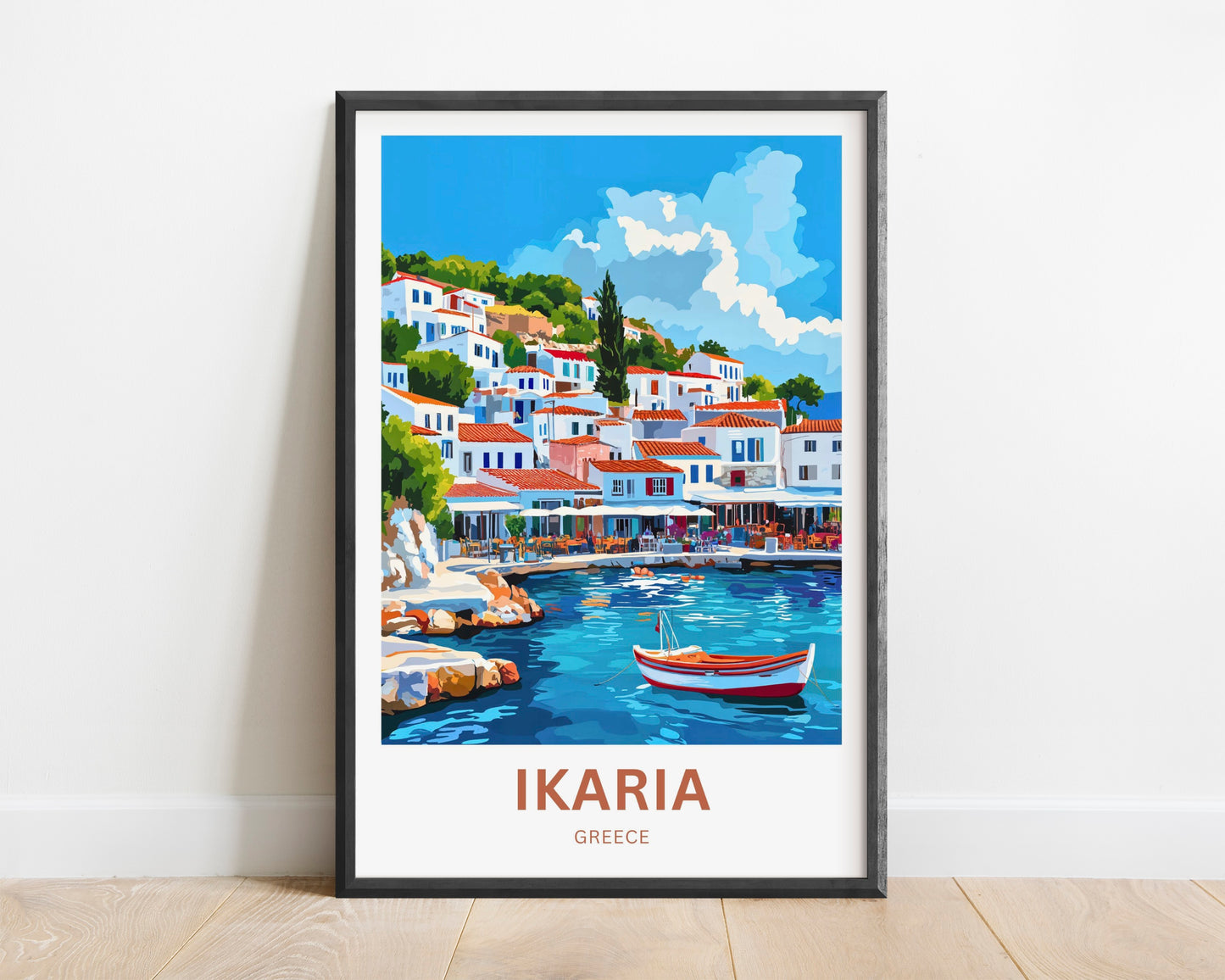 Ikaria Beach Travel Poster  - Mediterranean Charm