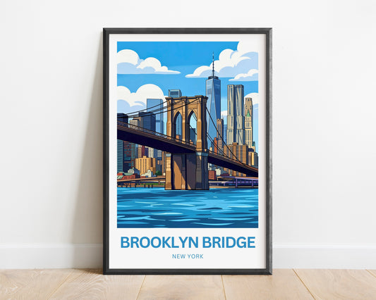 Brooklyn Bridge Travel Poster -  Skyline Over the Bridge