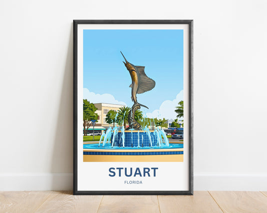 Stuart, Florida  Travel Poster - Where the Sailfish Rises