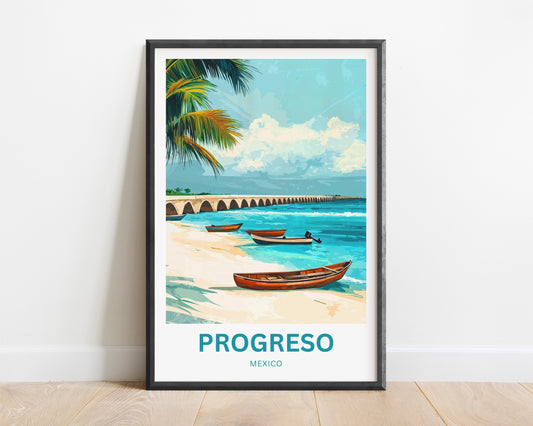Progreso Travel Poster -  Sun & Sand in Mexico