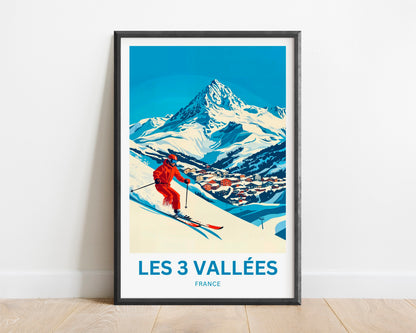 Les 3 Vallées Travel Poster- Glide Through the Heart of the Alps