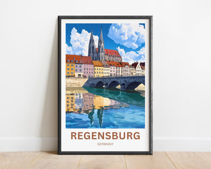 Regensburg Travel Poster -  Stone Bridge & Gothic Dreams