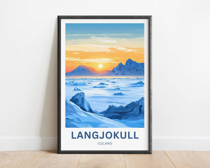 Langjökull Travel Poster - Glacier of Light