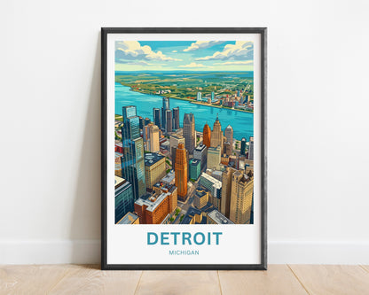 Detroit Travel Poster - Aerial View