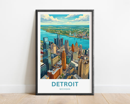 Detroit Travel Poster - Aerial View