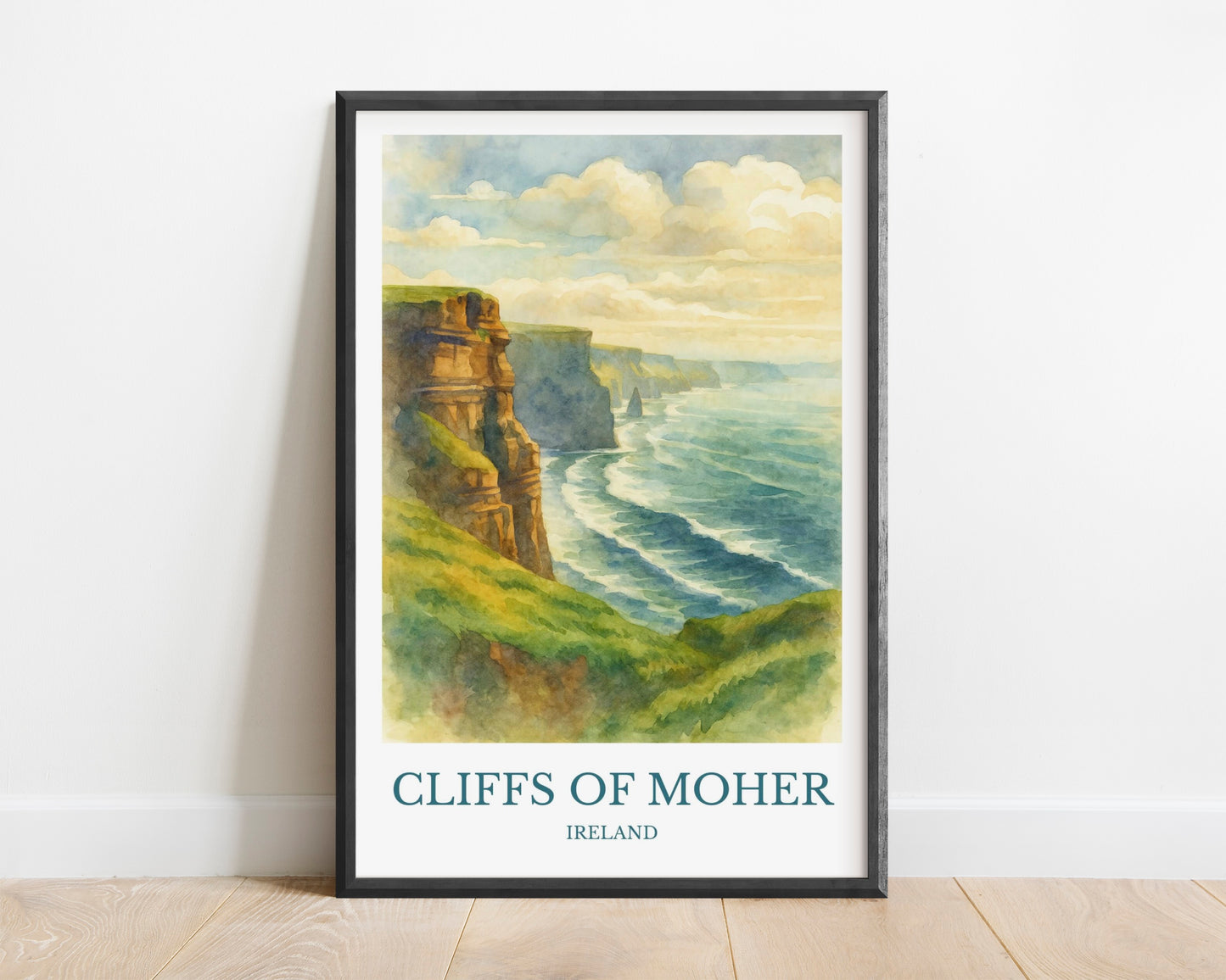 Cliffs of Moher, Watercolor design poster, Ireland Print, Cliffs of Moher Wall Art